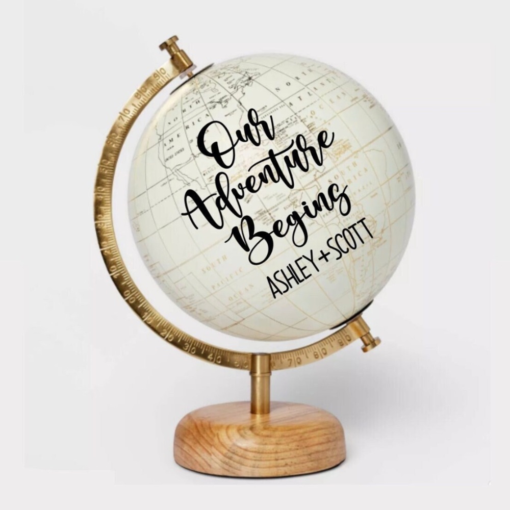 Customize globe for guestbook wedding sign